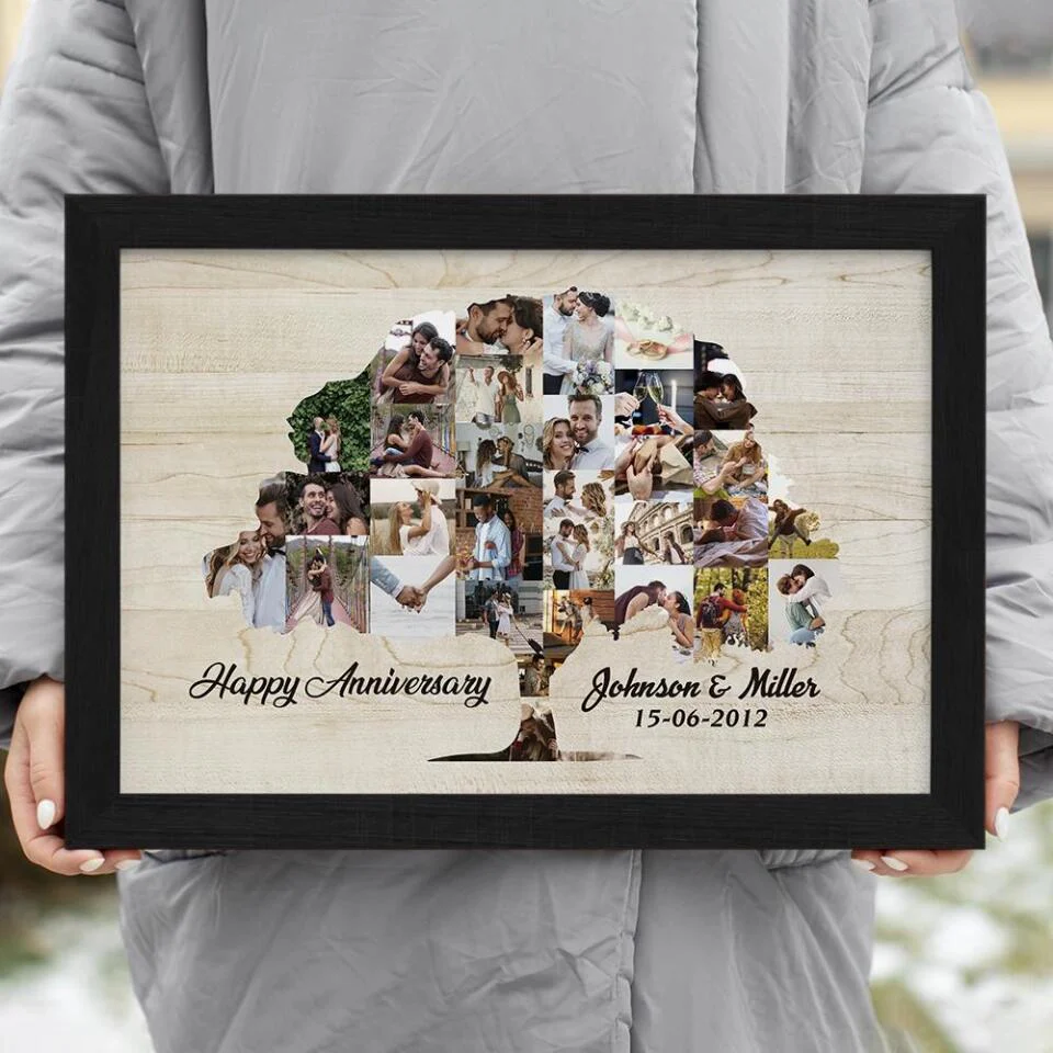 Tree Of Love Photo Collage Custom Canvas Poster Anniversary Gift For Couples - Image 10