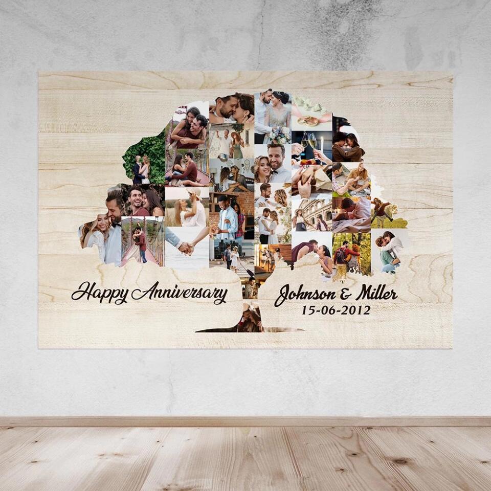 Tree Of Love Photo Collage Custom Canvas Poster Anniversary Gift For Couples - Image 11