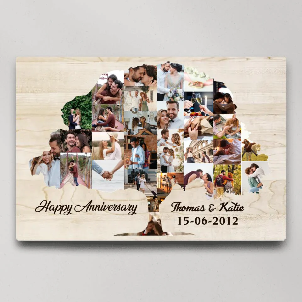 Tree Of Love Photo Collage Custom Canvas Poster Anniversary Gift For Couples - Image 3
