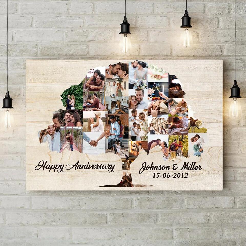 Tree Of Love Photo Collage Custom Canvas Poster Anniversary Gift For Couples - Image 4
