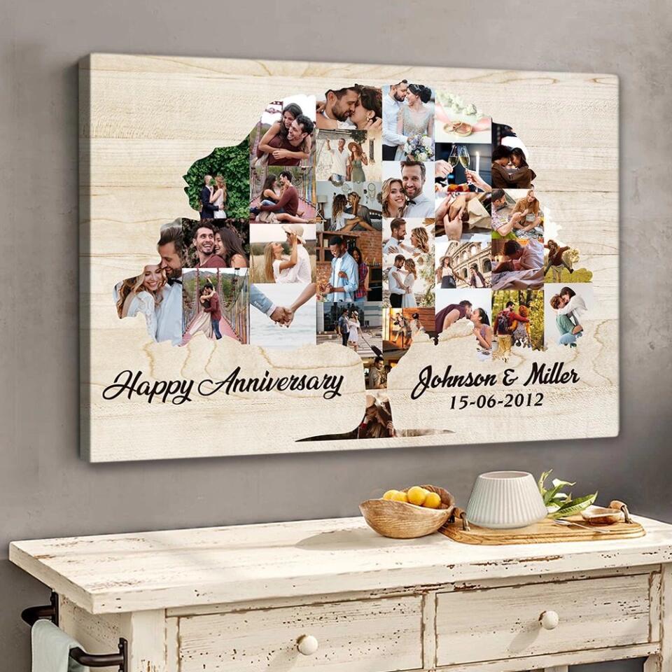 Tree Of Love Photo Collage Custom Canvas Poster Anniversary Gift For Couples - Image 5
