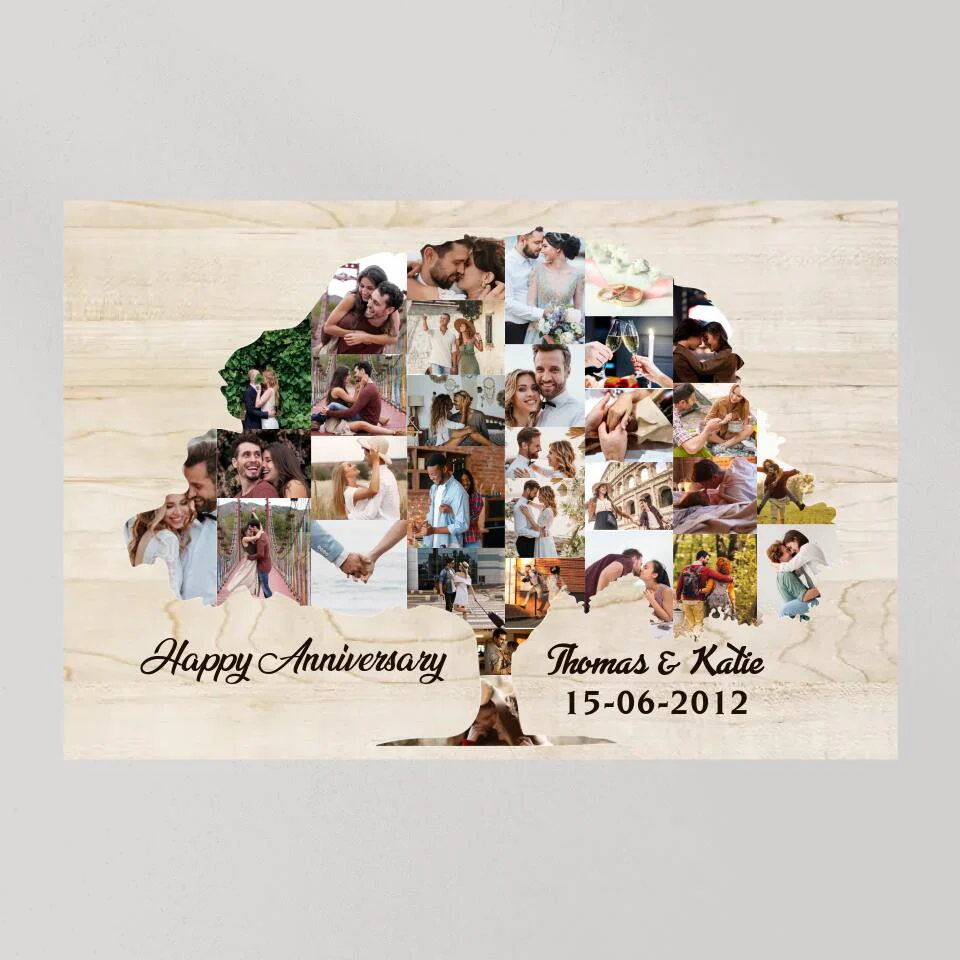 Tree Of Love Photo Collage Custom Canvas Poster Anniversary Gift For Couples - Image 7