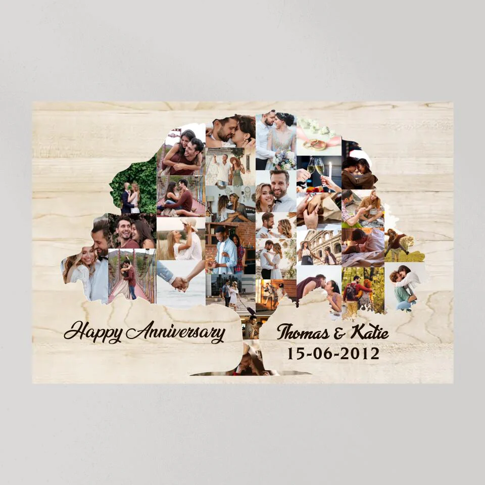 Tree Of Love Photo Collage Custom Canvas Poster Anniversary Gift For Couples - Image 8
