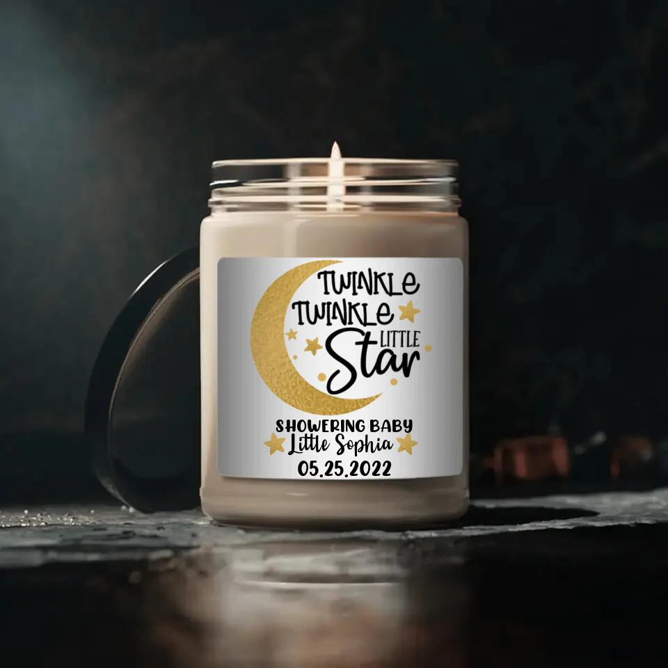 Twinkle Twinkle Little Star - Personalized Scented Candle - Gift for Baby Shower Party - Image 3