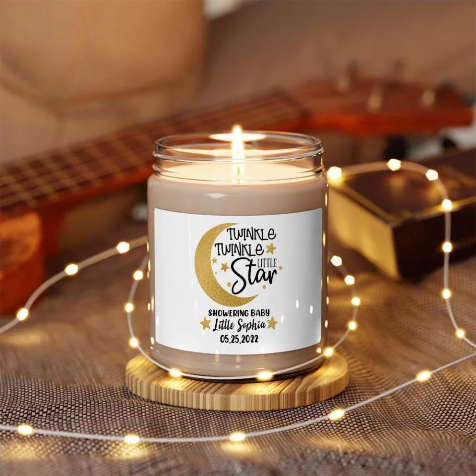 Twinkle Twinkle Little Star - Personalized Scented Candle - Gift for Baby Shower Party - Image 4