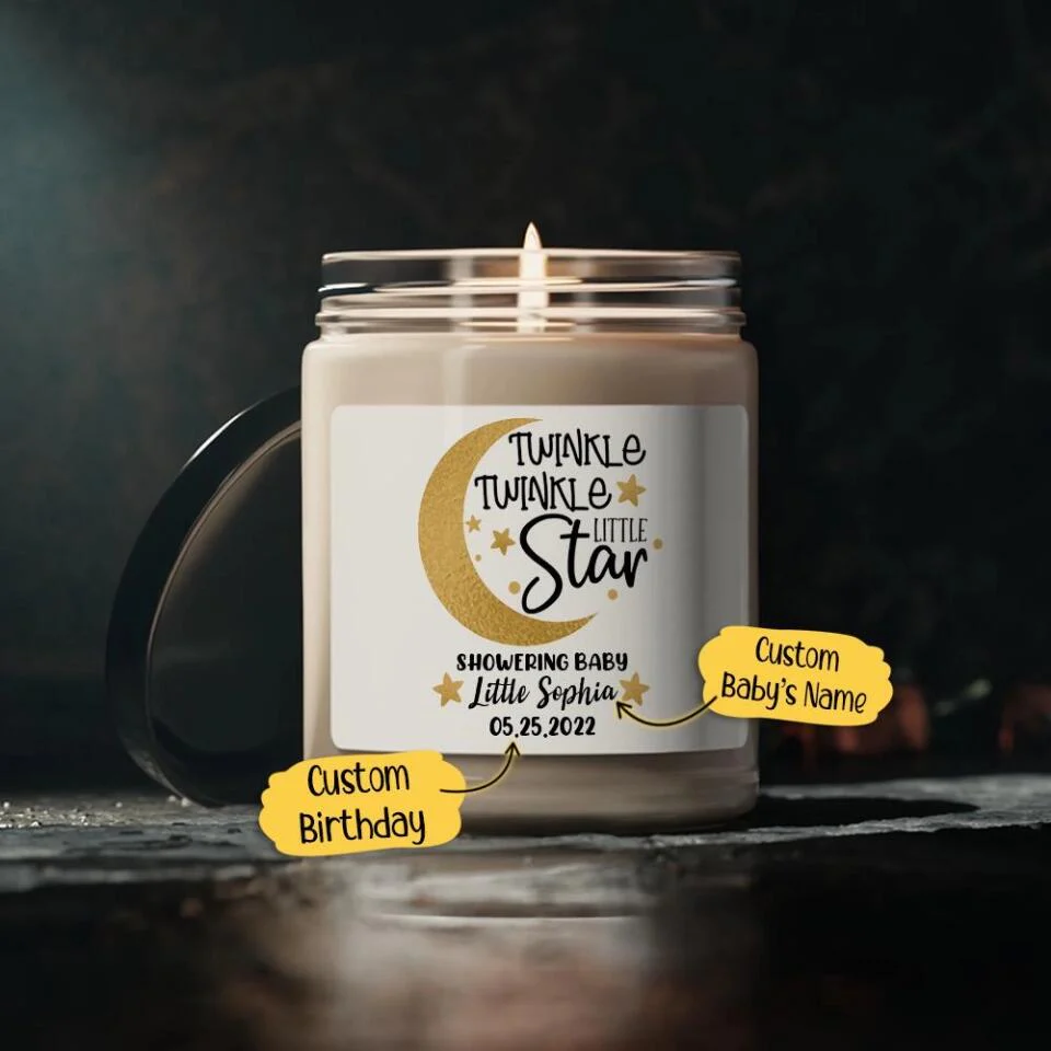 Twinkle Twinkle Little Star - Personalized Scented Candle - Gift for Baby Shower Party - Image 7