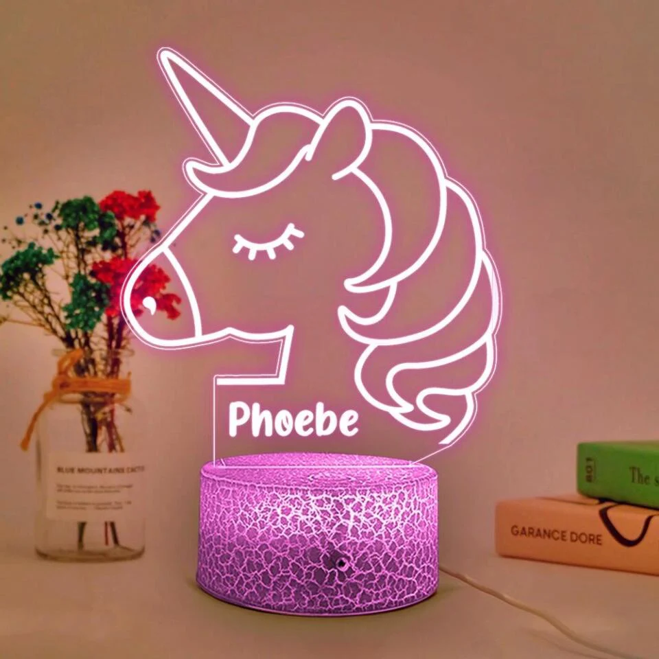 Unicorn Night Light - Kids Bedroom Decor - Children's Lights - Kids Bedrooms - Personalized 3D Led Light - Birthday Gift for Children  - 210IHNBNLL701 - Image 5