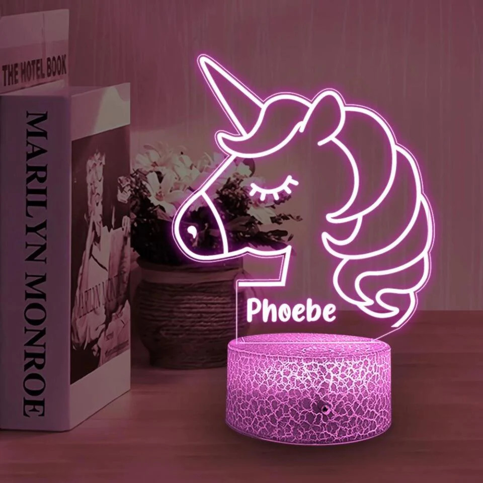 Unicorn Night Light - Kids Bedroom Decor - Children's Lights - Kids Bedrooms - Personalized 3D Led Light - Birthday Gift for Children  - 210IHNBNLL701 - Image 7