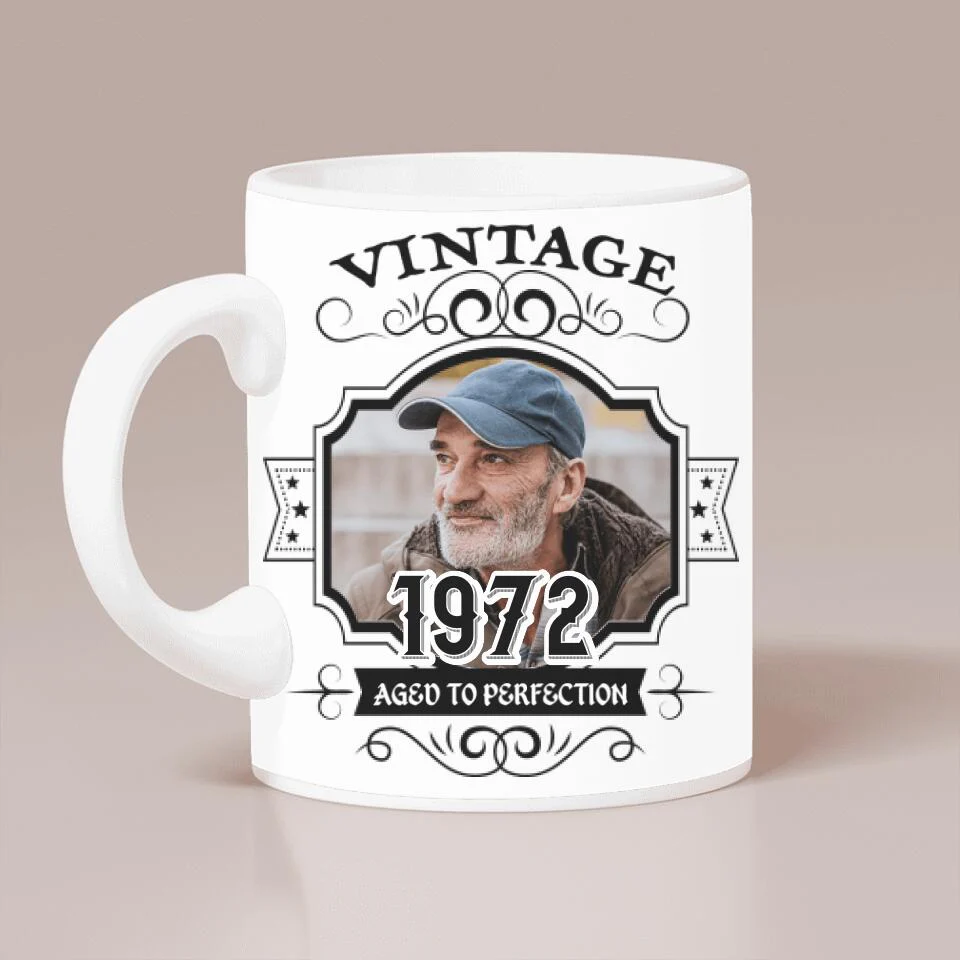 Vintage 1972 Personalized White Mug Birthday Gift for Him - Image 2