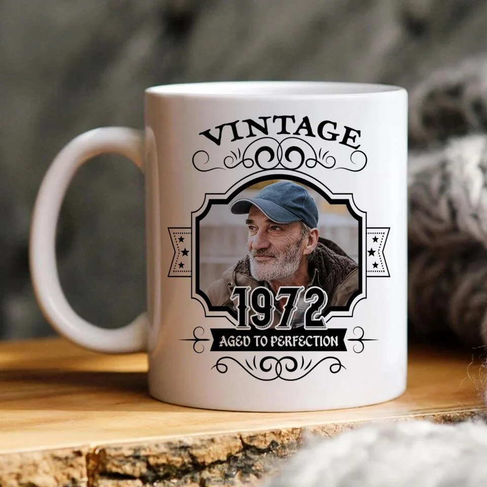 Vintage 1972 Personalized White Mug Birthday Gift for Him - Image 3