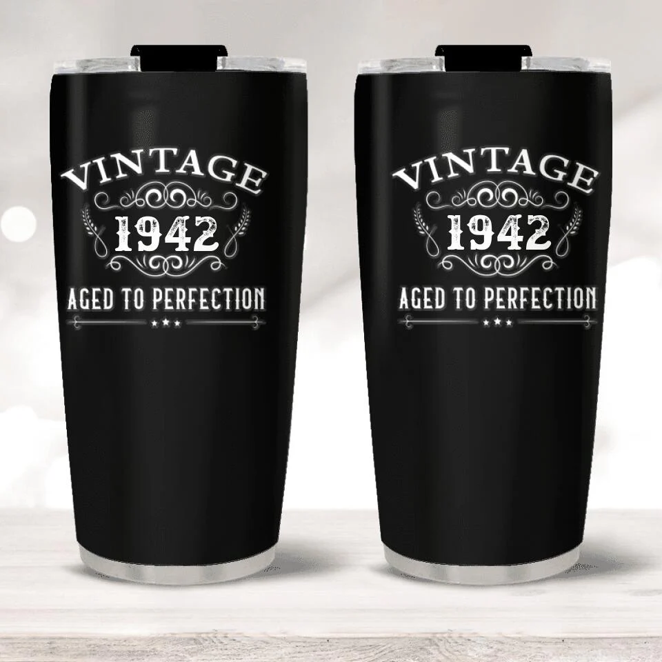 Vintage Old Man - Aged to Perfection Personalized Tumbler - Image 2