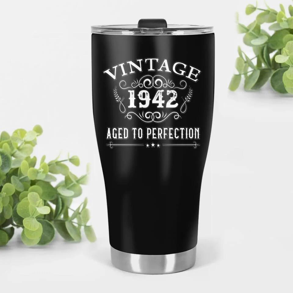 Vintage Old Man - Aged to Perfection Personalized Tumbler - Image 3