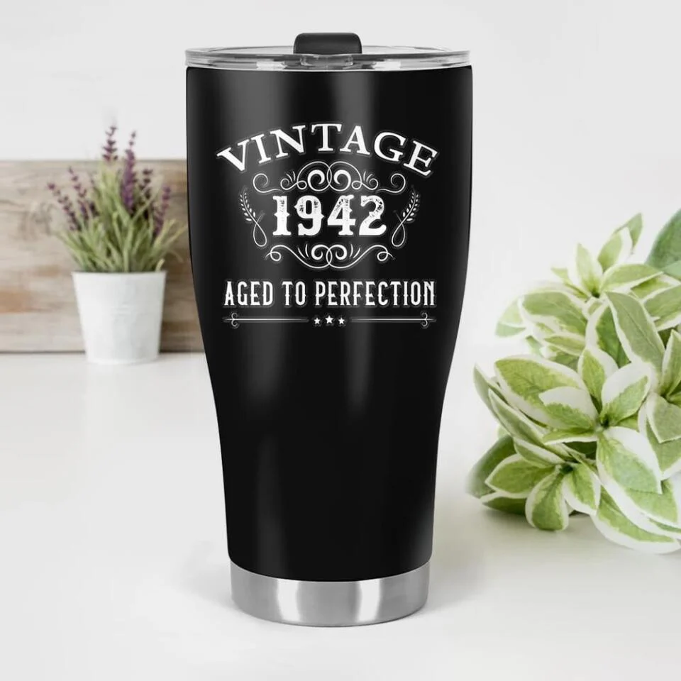 Vintage Old Man - Aged to Perfection Personalized Tumbler - Image 4