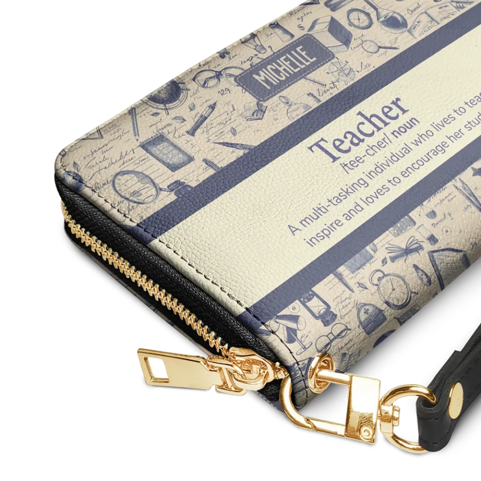 Vintage Teacher Leather Wallet - Teacher Definition - A Multi-tasking Individual - Custom Gift for Teacher - Image 2