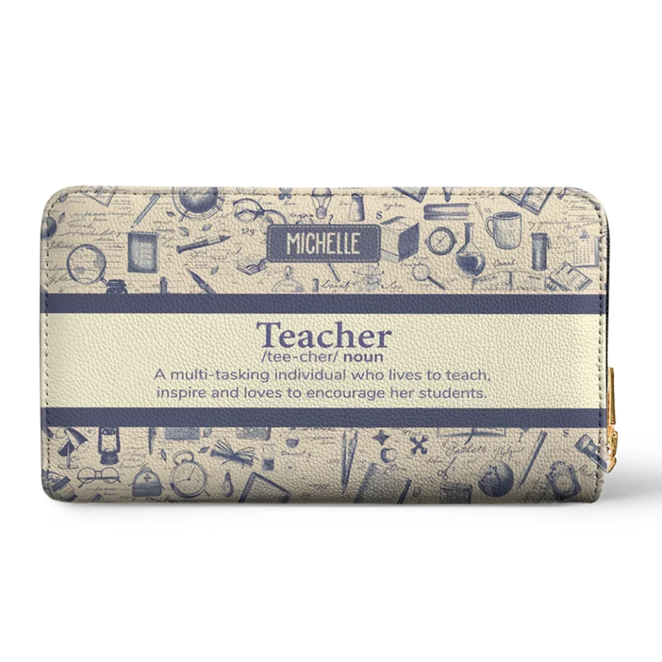 Vintage Teacher Leather Wallet - Teacher Definition - A Multi-tasking Individual - Custom Gift for Teacher - Image 3