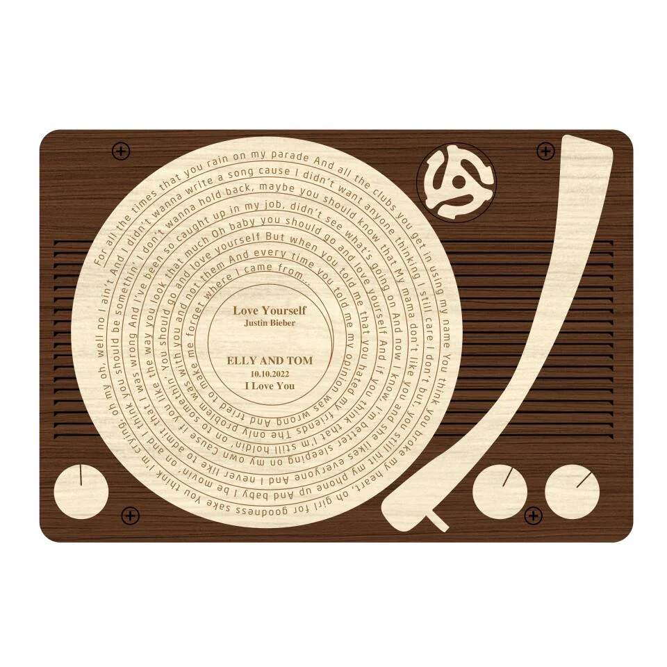 Couple Wooden Sign Vinyl Record Favorite Song Lyrics Custom Wooden Art Anniversary Gift For Couples - Image 2