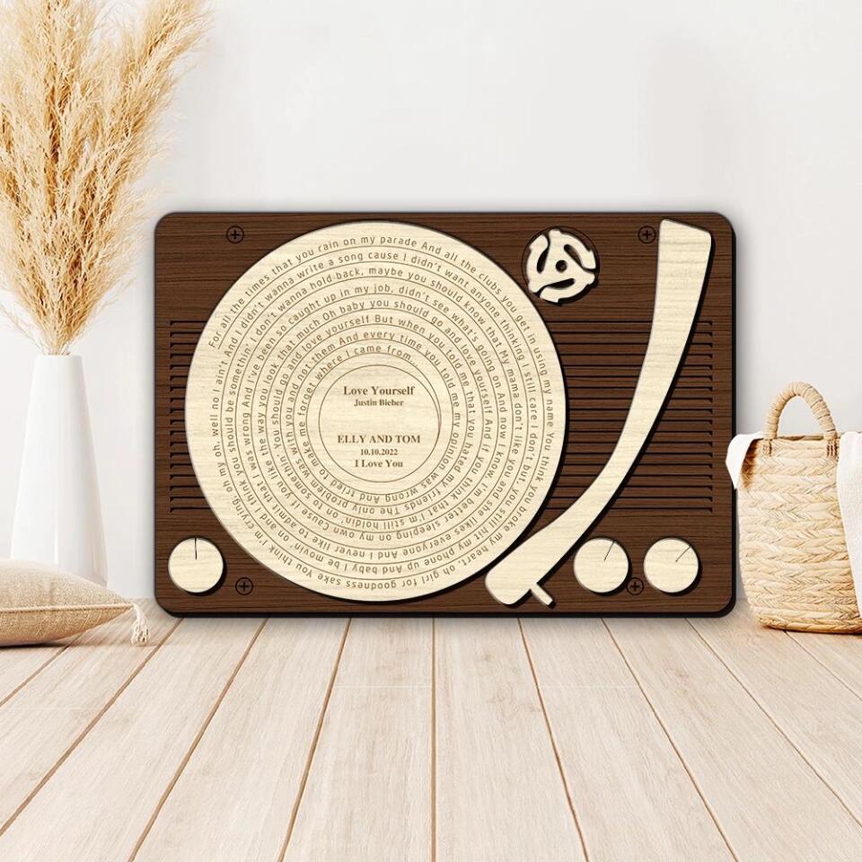 Couple Wooden Sign Vinyl Record Favorite Song Lyrics Custom Wooden Art Anniversary Gift For Couples - Image 4