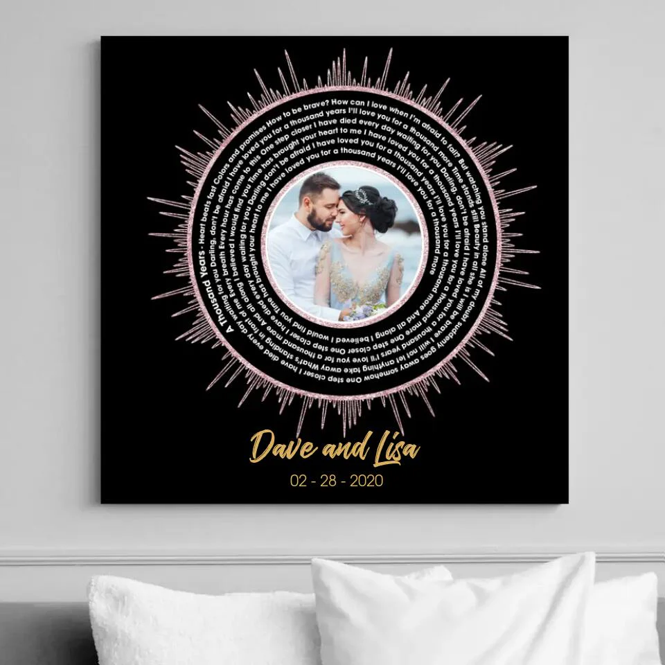 Vinyl Record Favorite Song Sound Waves Lyrics Custom Canvas Poster Anniversary Gift For Couples - Image 2
