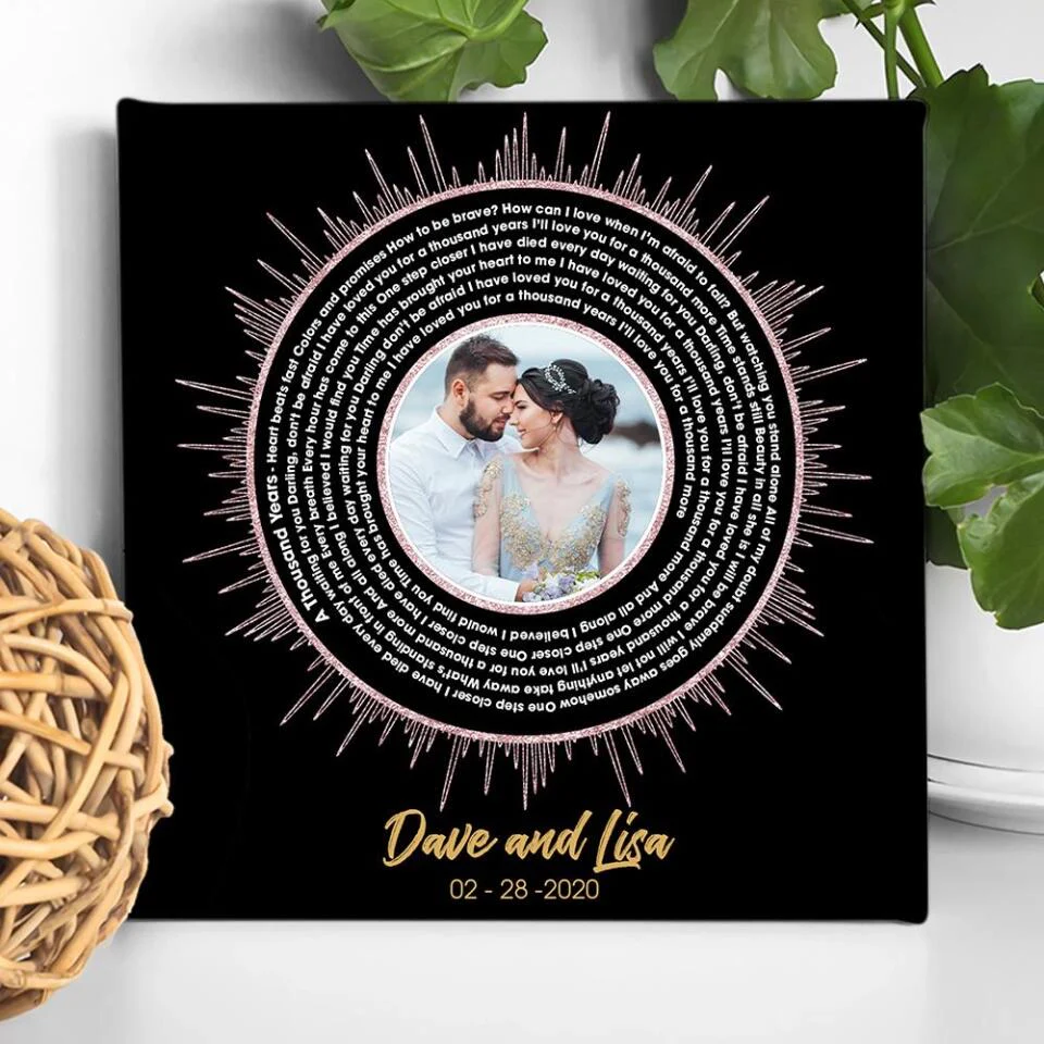 Vinyl Record Favorite Song Sound Waves Lyrics Custom Canvas Poster Anniversary Gift For Couples - Image 3