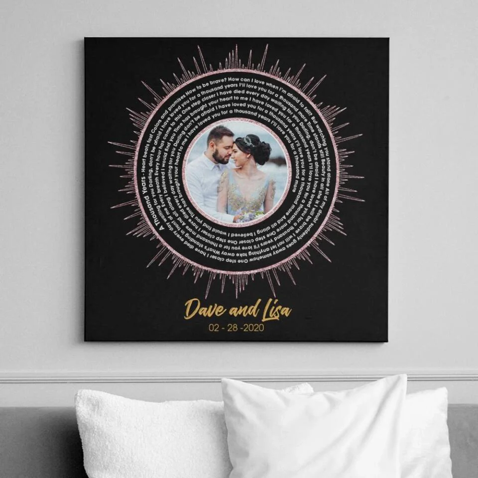 Vinyl Record Favorite Song Sound Waves Lyrics Custom Canvas Poster Anniversary Gift For Couples - Image 4