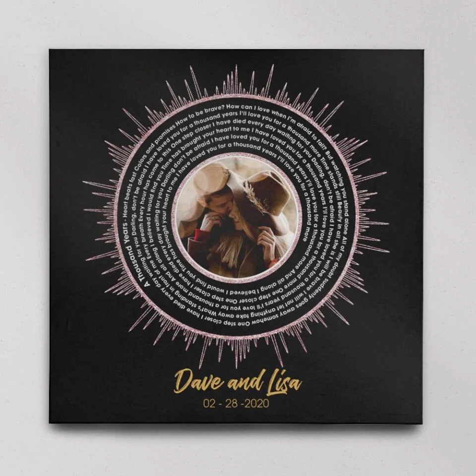 Vinyl Record Favorite Song Sound Waves Lyrics Custom Canvas Poster Anniversary Gift For Couples - Image 5