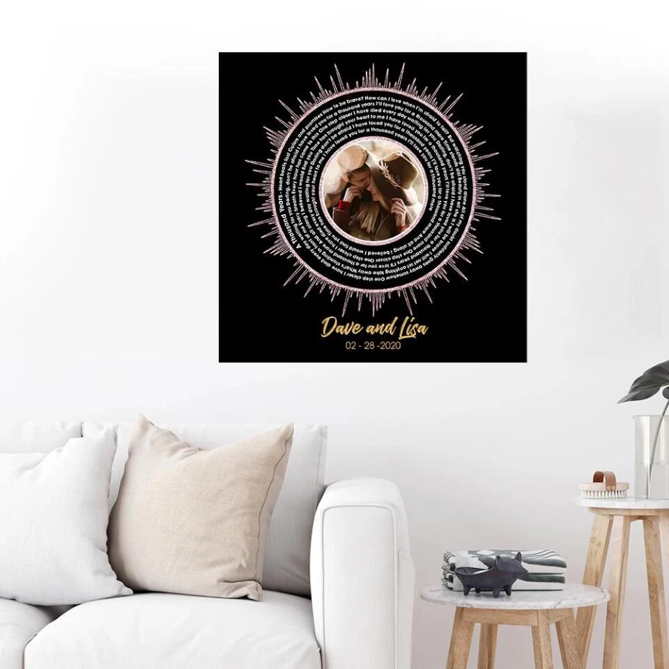 Vinyl Record Favorite Song Sound Waves Lyrics Custom Canvas Poster Anniversary Gift For Couples - Image 7