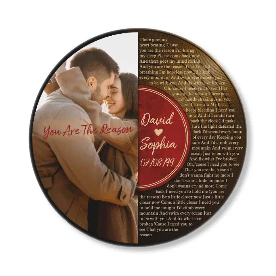 Couple Wooden Sign Vinyl Record Song Lyrics Personalized Wooden Sign - Image 3