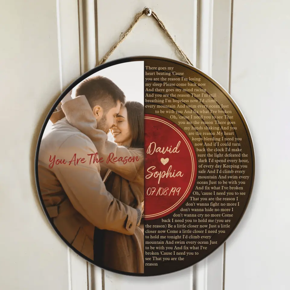 Couple Wooden Sign Vinyl Record Song Lyrics Personalized Wooden Sign - Image 4