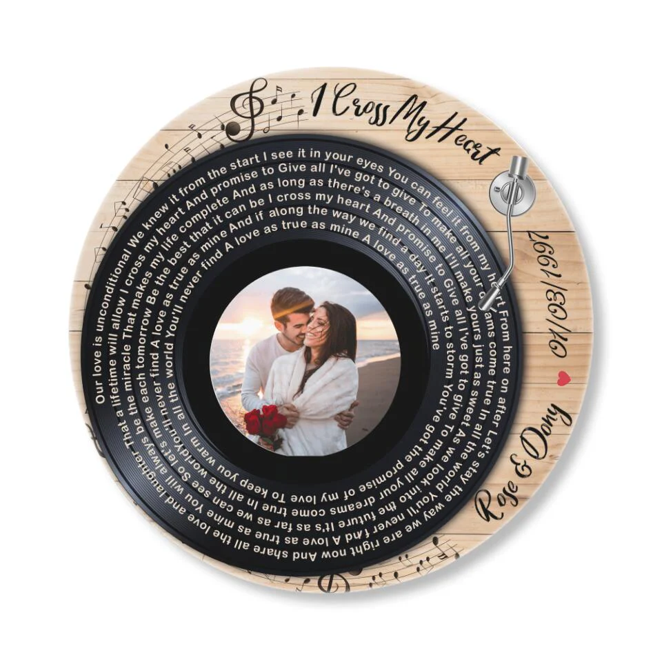 Couple Wooden Sign Vinyl Record Song Lyrics, Wooden Sign - Image 3