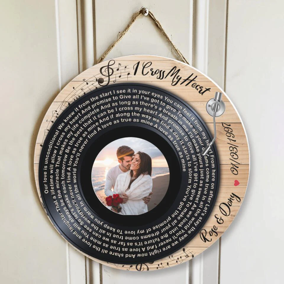 Couple Wooden Sign Vinyl Record Song Lyrics, Wooden Sign - Image 4