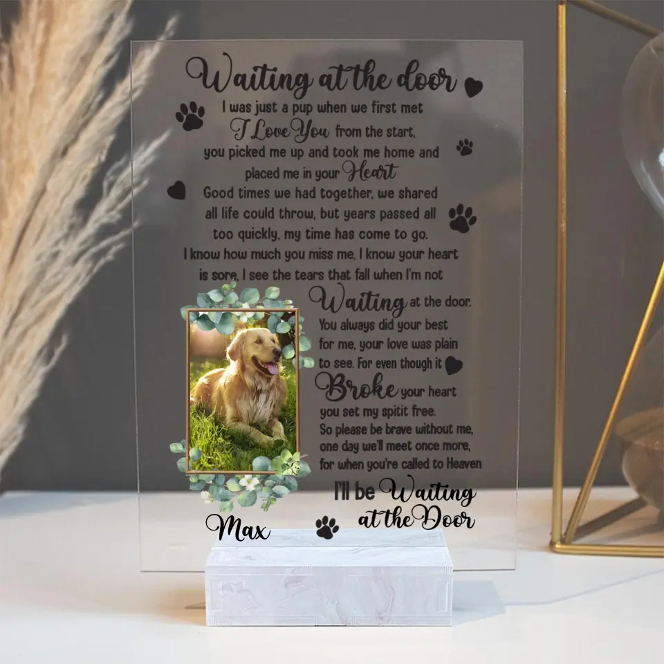 Waiting At The Door, Personalized Acrylic Plaque, Custom Name and Photo, Memorial Gift For Pet Owners - Image 3