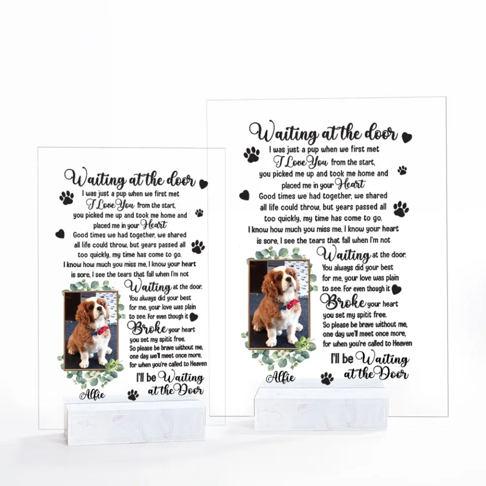 Waiting At The Door, Personalized Acrylic Plaque, Custom Name and Photo, Memorial Gift For Pet Owners - Image 4