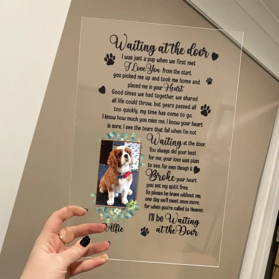 Waiting At The Door, Personalized Acrylic Plaque, Custom Name and Photo, Memorial Gift For Pet Owners - Image 5