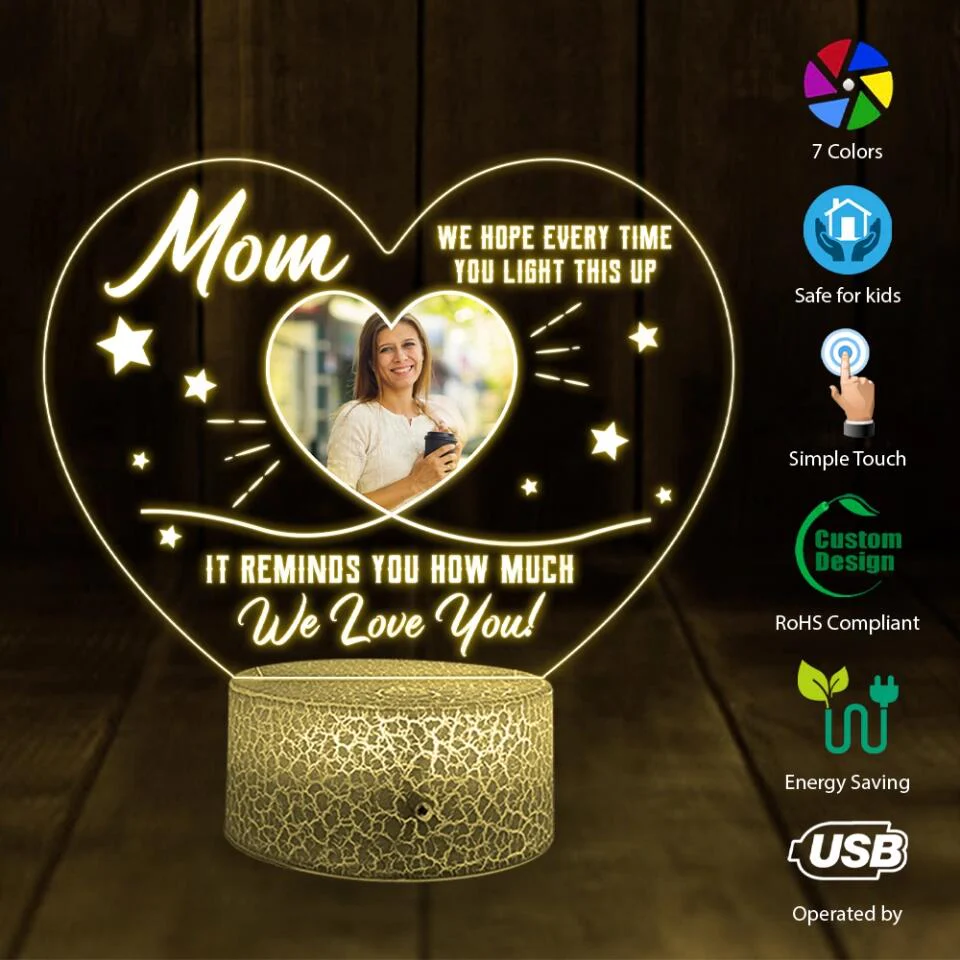 We Hope Everytime You Light This Up It Reminds You We Love You - Personalized LED Light - Gift For Mom - Image 2