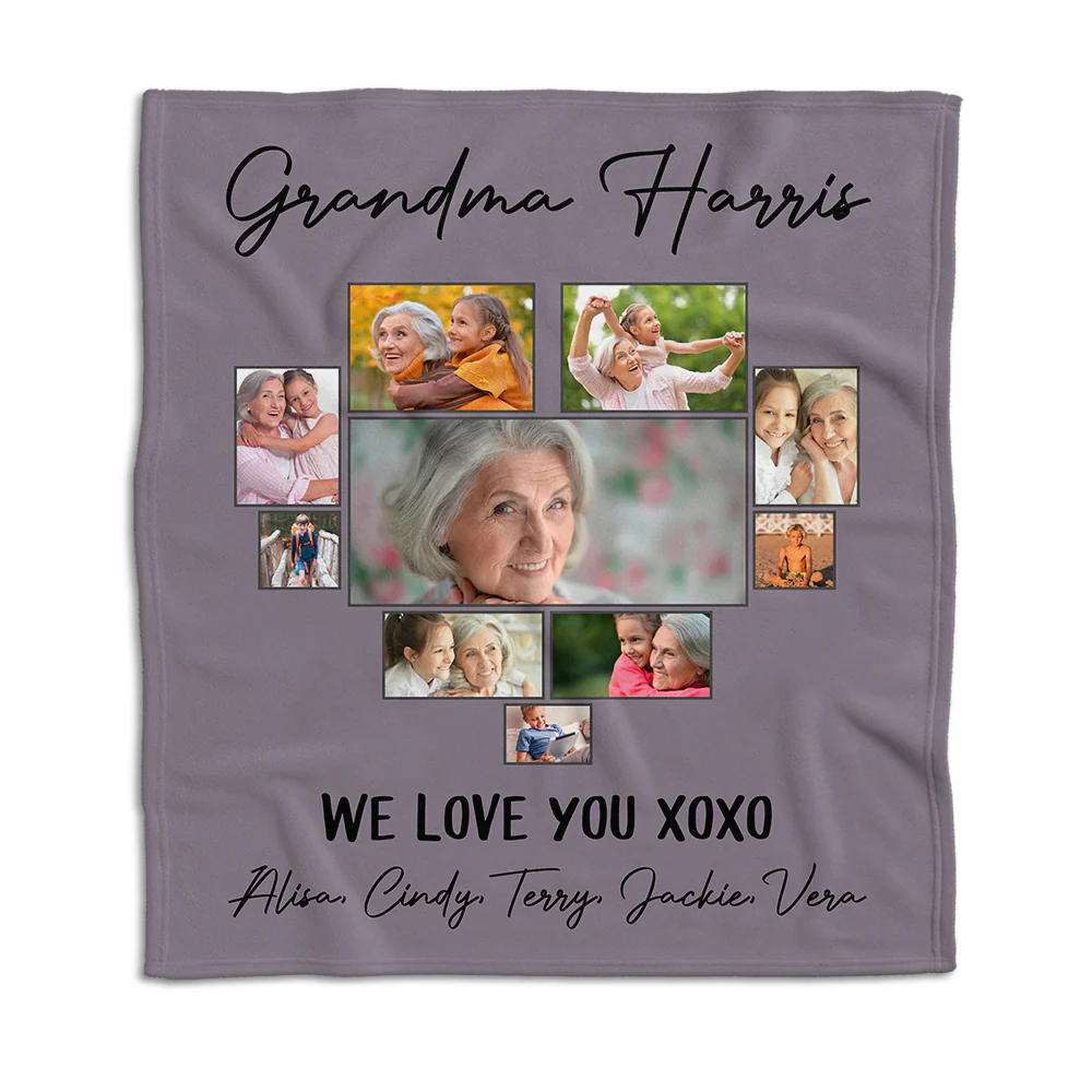 We Love You Grandma, Custom Kids Photo Personalized Blanket, Birthday Gift for Grandma - Image 8