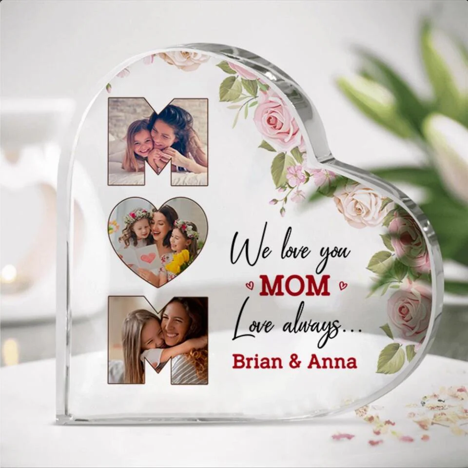We Love You Mom Customizable Photo and Names - Heart Acrylic Plaque - Best Gift for Mom on Christmas Mother's day Birthday - 210IHPNPAP426 - Image 5