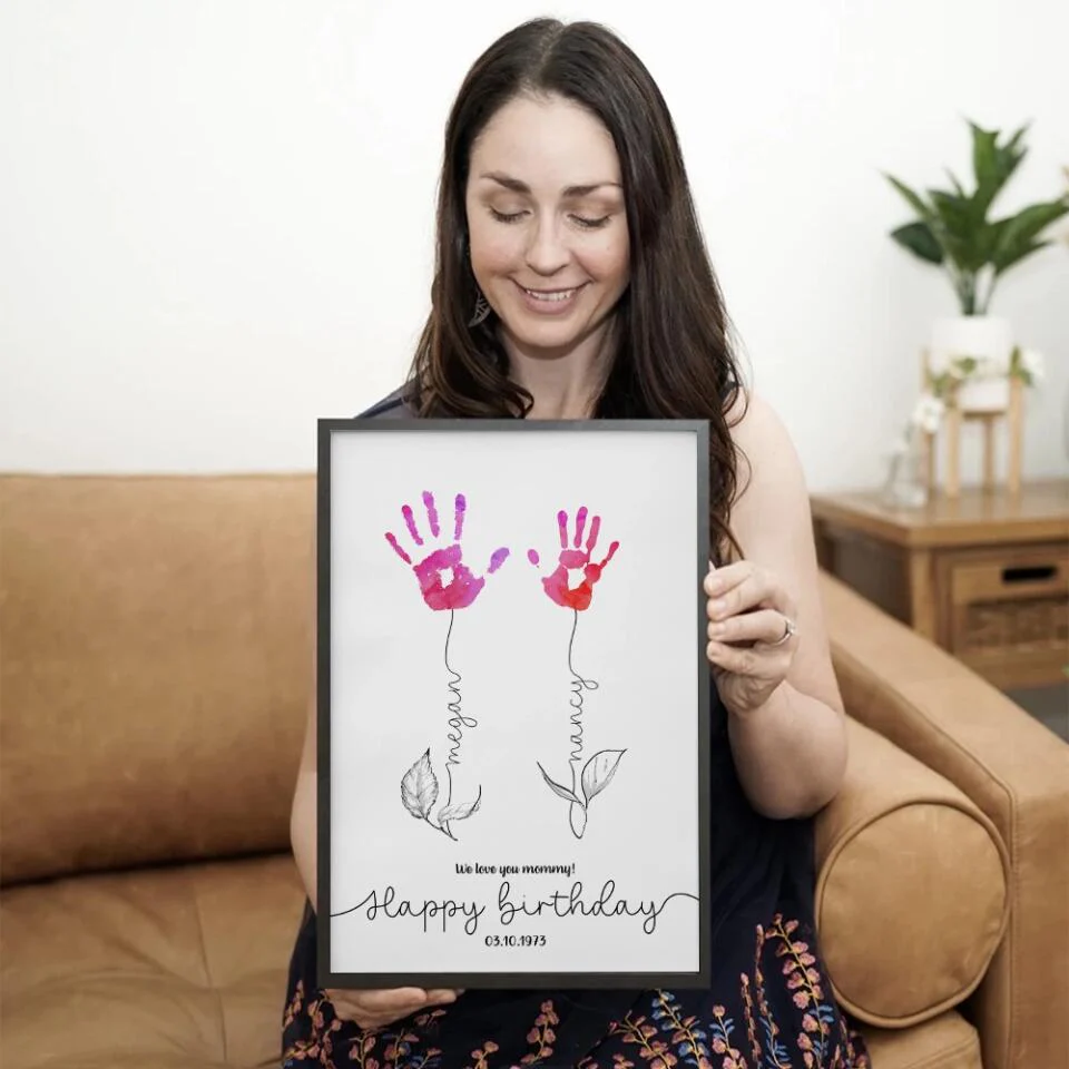 We Love You Mommy Handprint - Custom Canvas Poster - Birthday Gift For Mom - Image 11