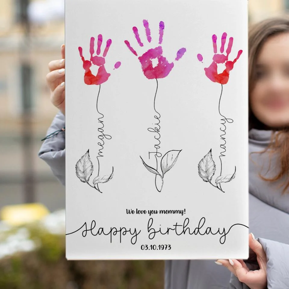We Love You Mommy Handprint - Custom Canvas Poster - Birthday Gift For Mom - Image 12