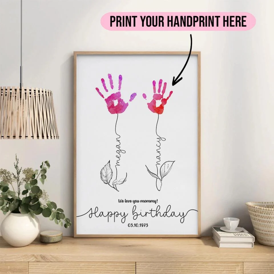 We Love You Mommy Handprint - Custom Canvas Poster - Birthday Gift For Mom - Image 4