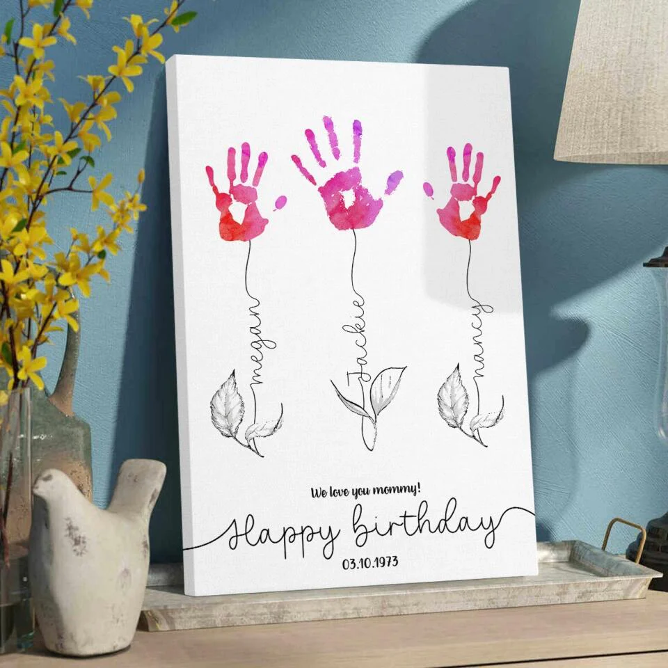 We Love You Mommy Handprint - Custom Canvas Poster - Birthday Gift For Mom - Image 5