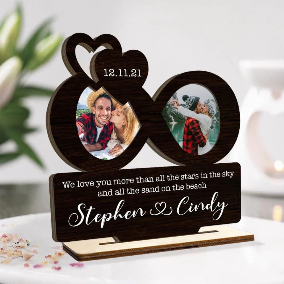 We Love You More Than Stars In The Sky - Personalized Custom Wooden Plaque - Best Gifts for Couple Him Her - 211IHPBNWP506 - Image 3