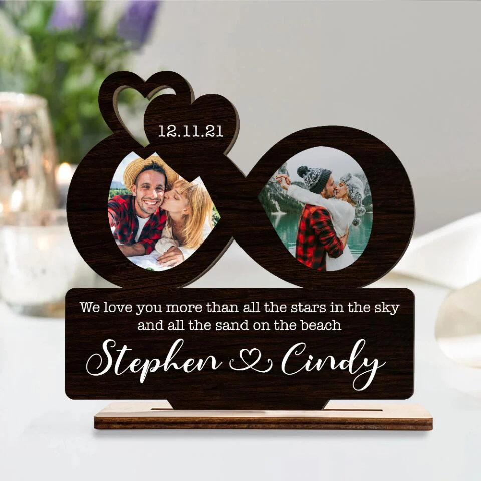 We Love You More Than Stars In The Sky - Personalized Custom Wooden Plaque - Best Gifts for Couple Him Her - 211IHPBNWP506 - Image 5