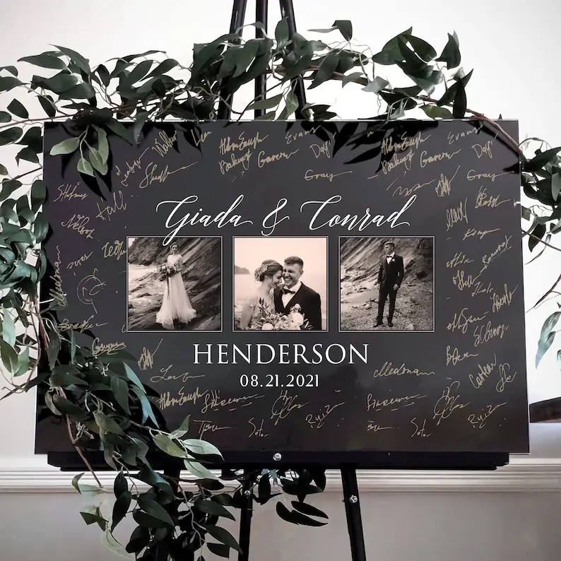 Personalized Valentine Gifts - Wedding Guest Book Sign Custom Canvas Poster Best Wedding Gift For Couples