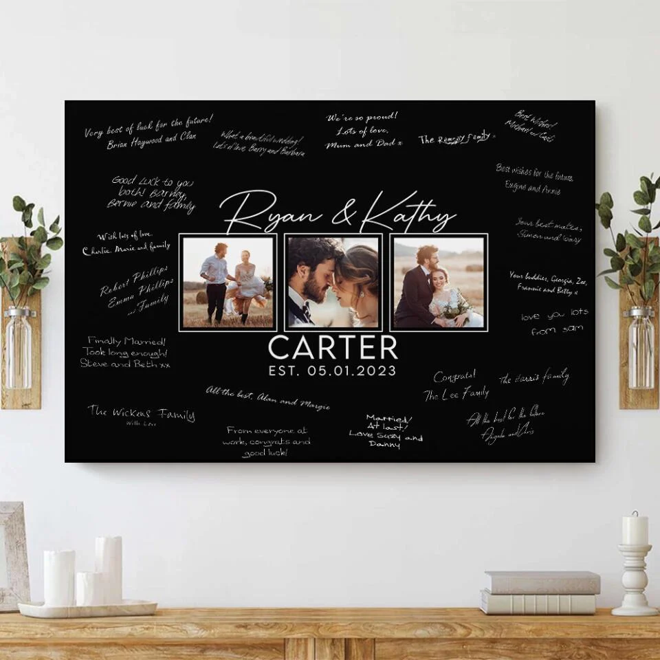 Personalized Valentine Gifts - Wedding Guest Book Sign Custom Canvas Poster Best Wedding Gift For Couples - Image 14