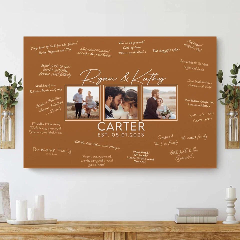 Personalized Valentine Gifts - Wedding Guest Book Sign Custom Canvas Poster Best Wedding Gift For Couples - Image 15