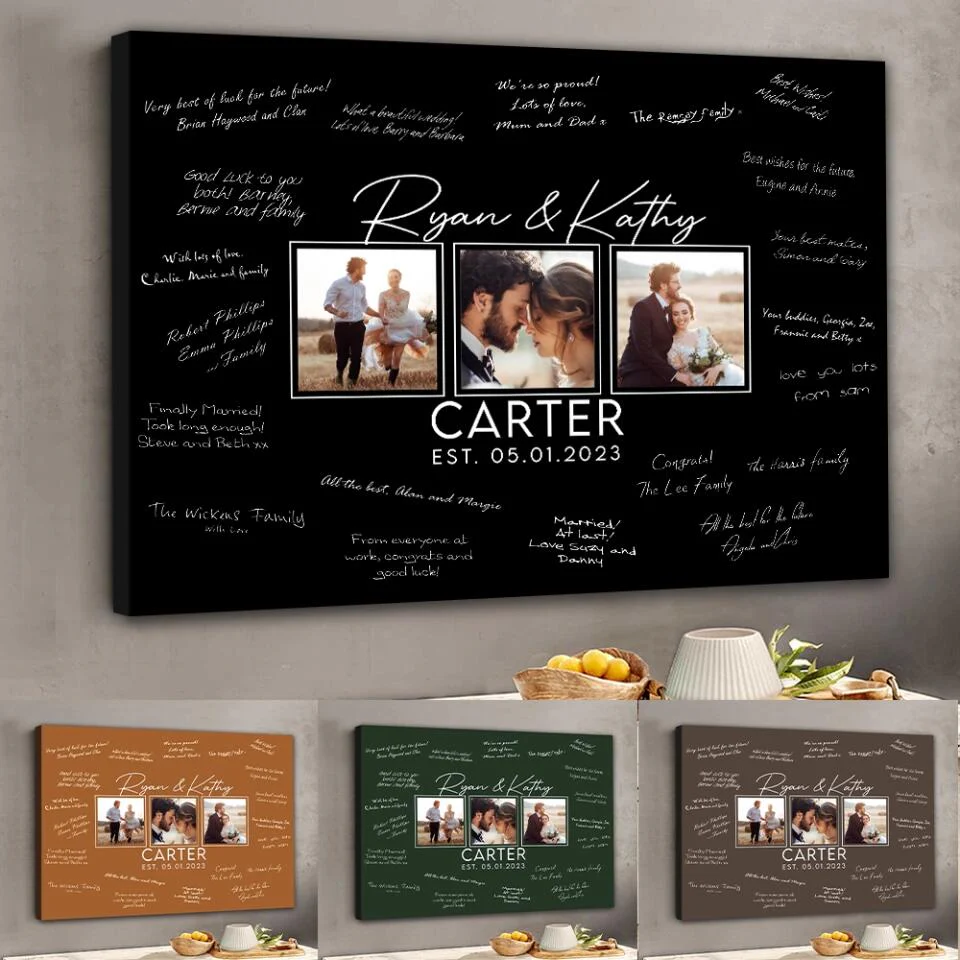 Personalized Valentine Gifts - Wedding Guest Book Sign Custom Canvas Poster Best Wedding Gift For Couples - Image 16