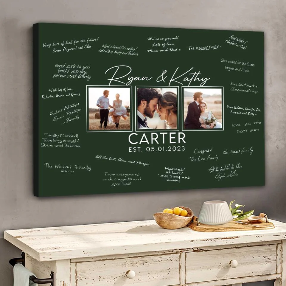 Personalized Valentine Gifts - Wedding Guest Book Sign Custom Canvas Poster Best Wedding Gift For Couples - Image 6