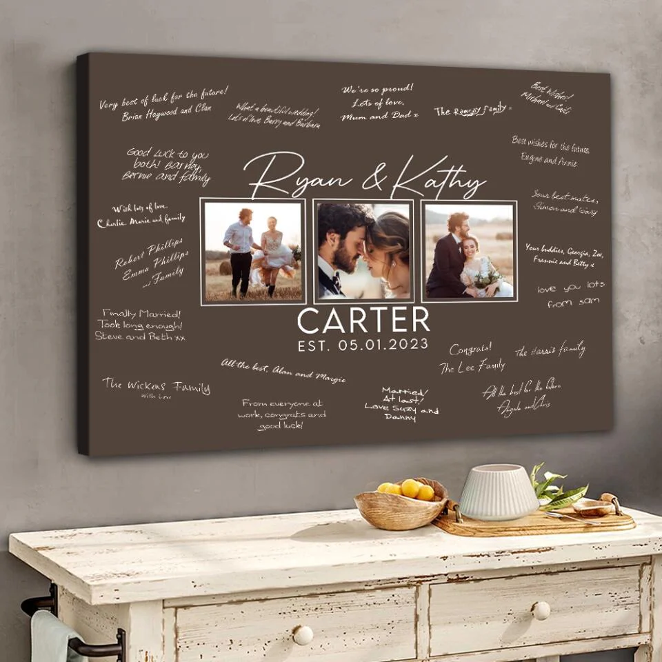 Personalized Valentine Gifts - Wedding Guest Book Sign Custom Canvas Poster Best Wedding Gift For Couples - Image 7