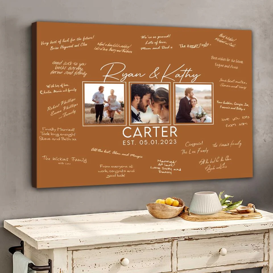 Personalized Valentine Gifts - Wedding Guest Book Sign Custom Canvas Poster Best Wedding Gift For Couples - Image 8