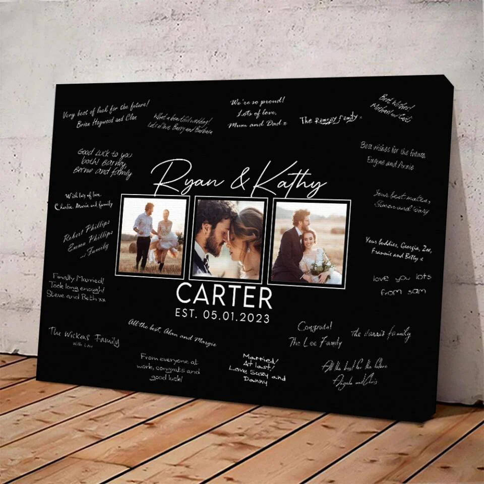 Personalized Valentine Gifts - Wedding Guest Book Sign Custom Canvas Poster Best Wedding Gift For Couples - Image 9